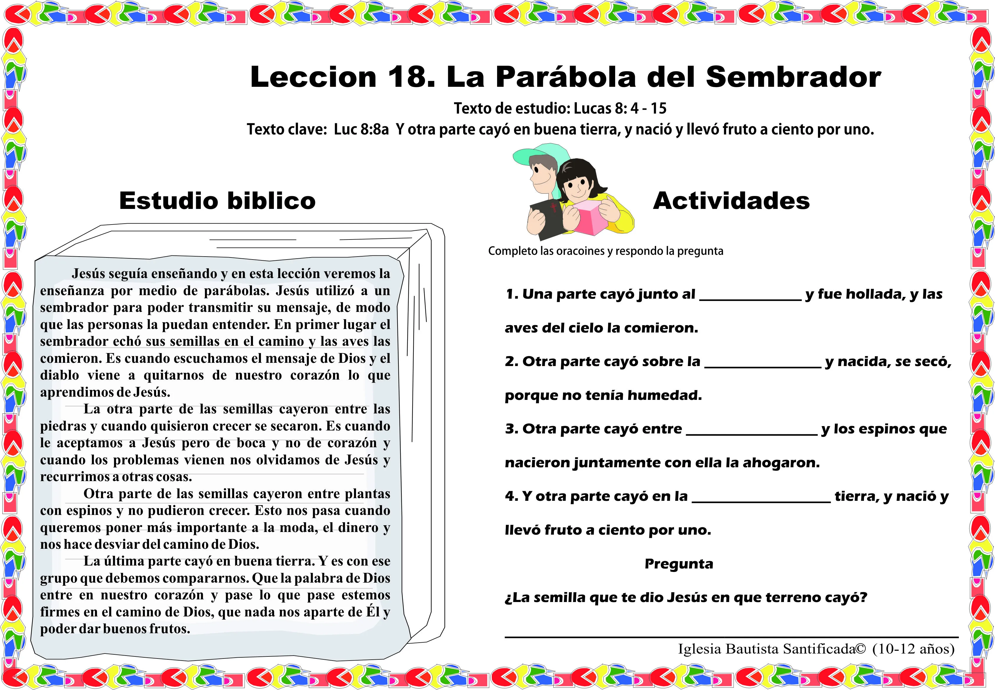 Lección 18. Parábola del Sembrador | Iglesia de Niños Lección 18. Parábola del Sembrador | Iglesia de Niños