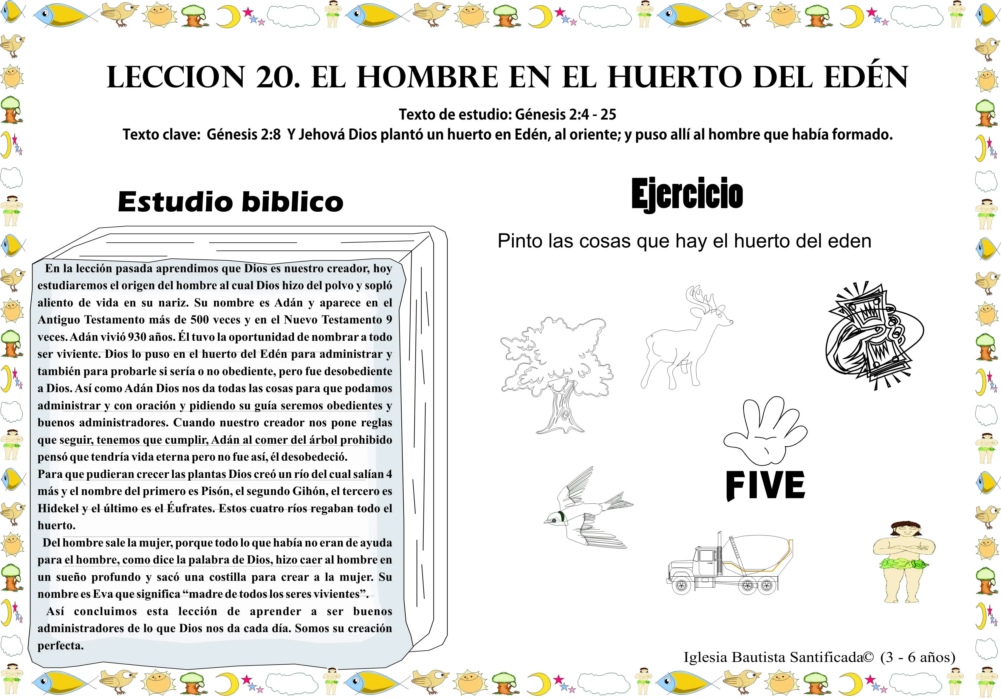 Lección 20. El Hombre en el huerto del Edén « Iglesia de Niños Lección 20. El Hombre en el huerto del Edén « Iglesia de Niños