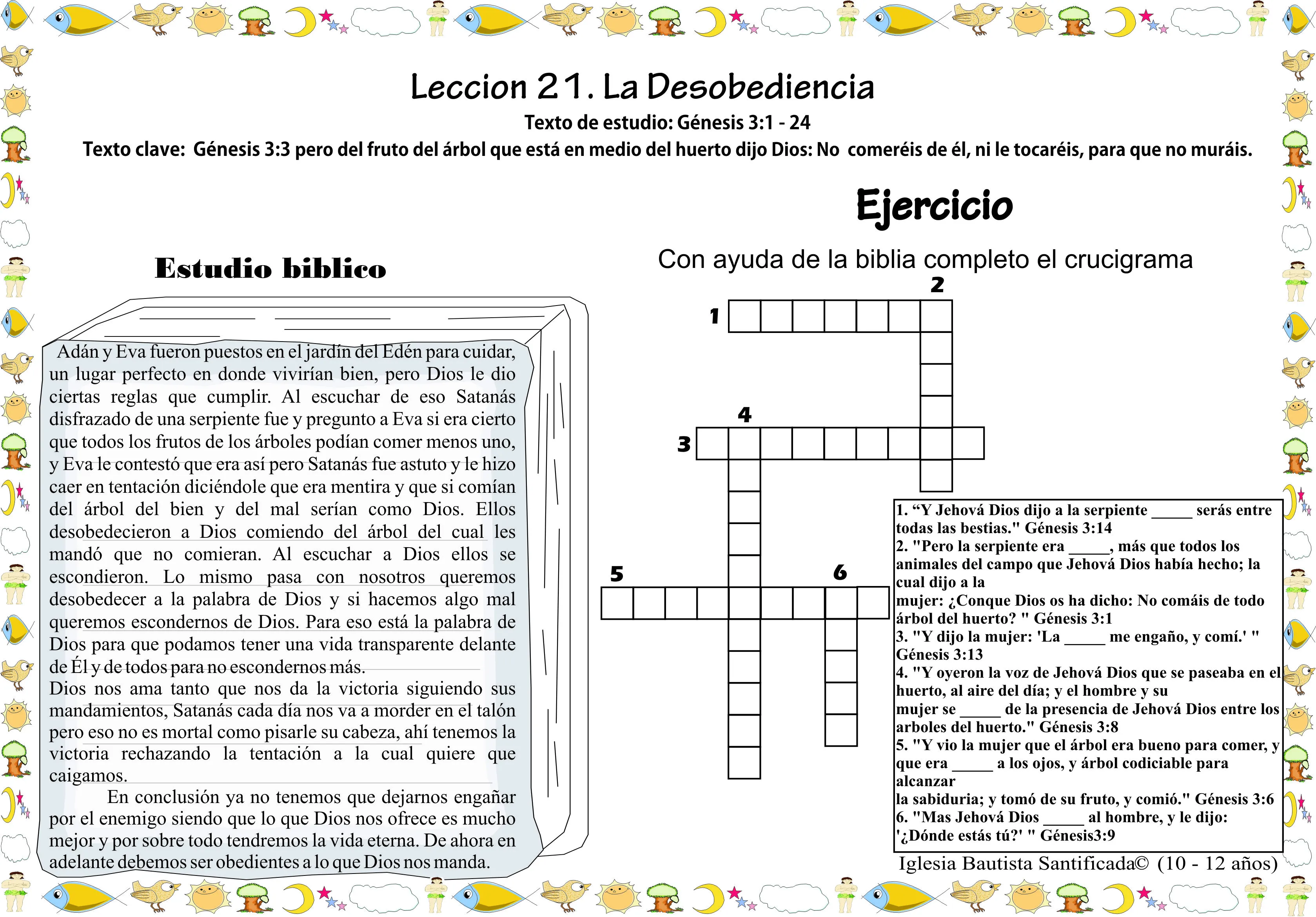 Lección 21. La desobediencia « Iglesia de Niños Lección 21. La desobediencia « Iglesia de Niños
