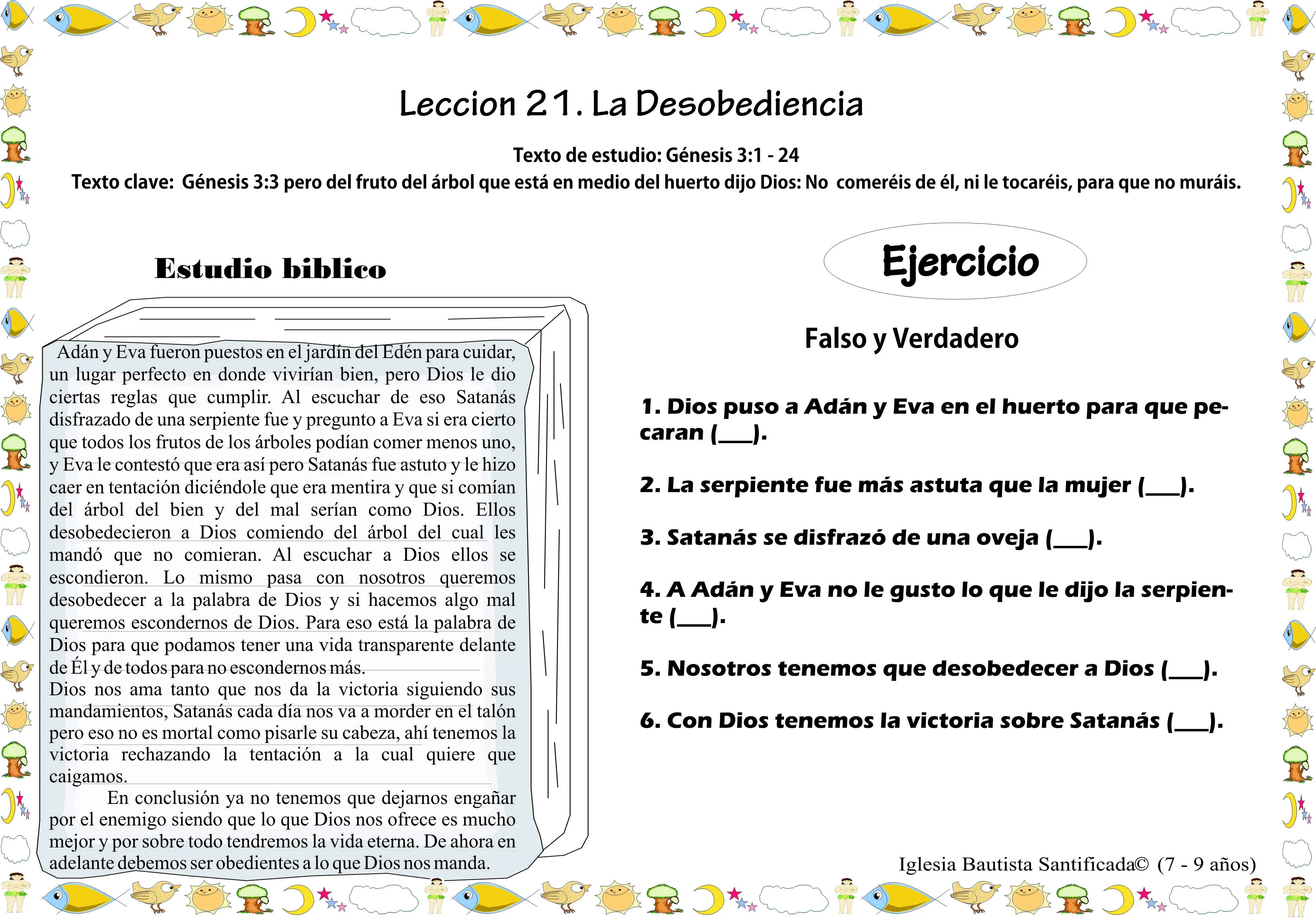 Lección 21. La desobediencia « Iglesia de Niños Lección 21. La desobediencia « Iglesia de Niños