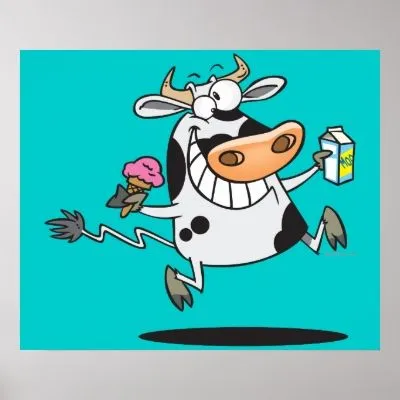 leche linda feliz del helado del dibujo animado de poster de Zazzle.