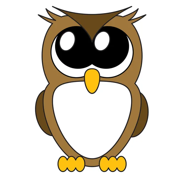 Lechuza muy lindos dibujos animados con grandes ojos, vector ...