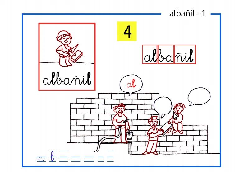 Lectoescritura paso a paso sílabas inversas al-albañil al-el-il-ol-ul