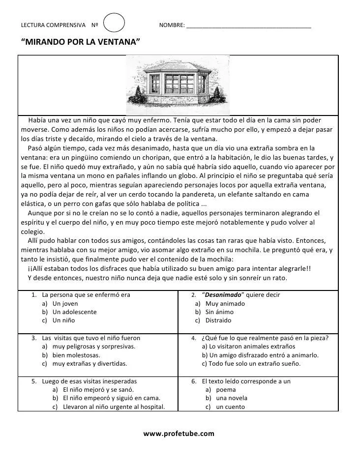 Lectura Comprensiva Mirando Por La Ventana Lectura Comprensiva Mirando Por La Ventana