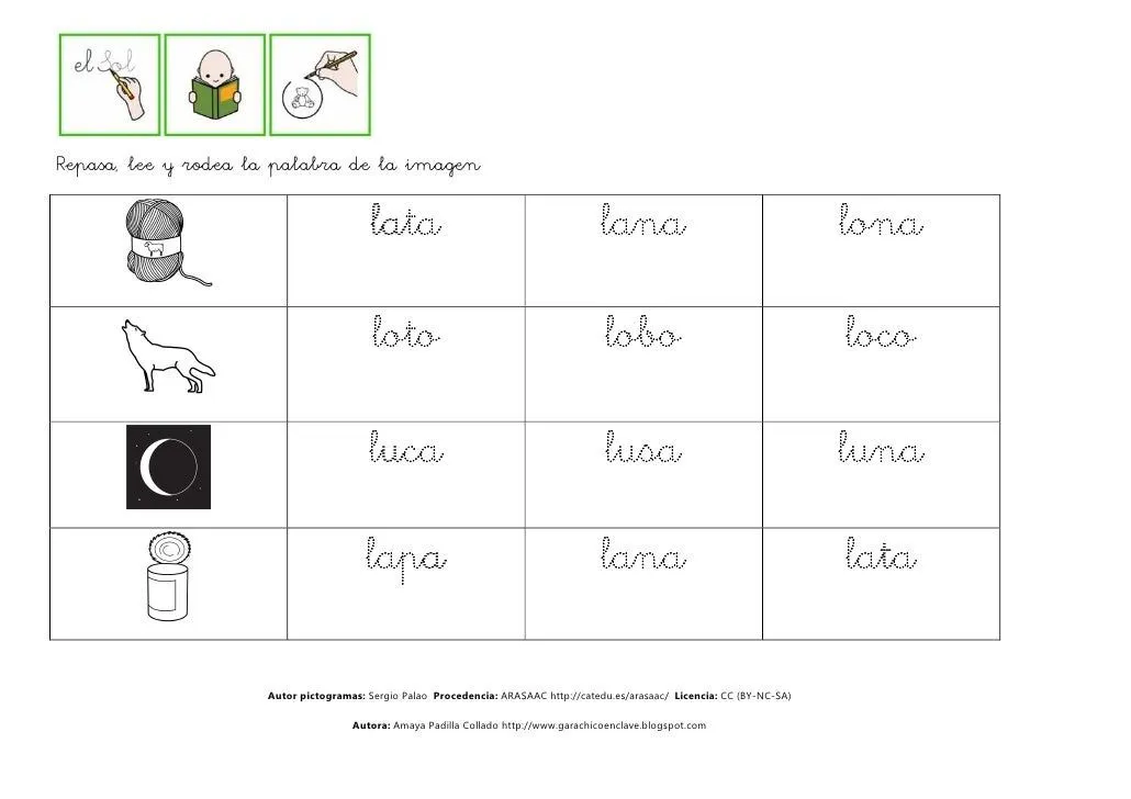 Lectura comprensiva de palabras l