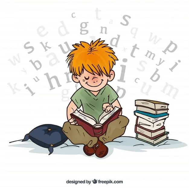 Niño leyendo un libro dibujado a mano | Descargar Vectores gratis Niño leyendo un libro dibujado a mano | Descargar Vectores gratis