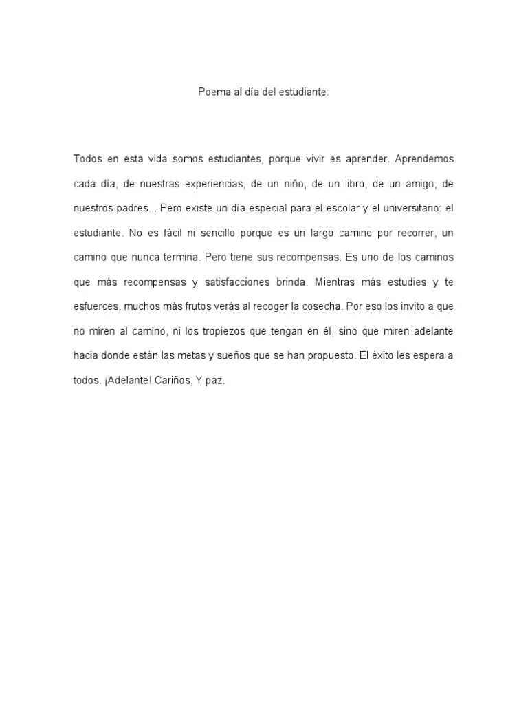 Lectura y Poema Dia Del Estudiante | PDF