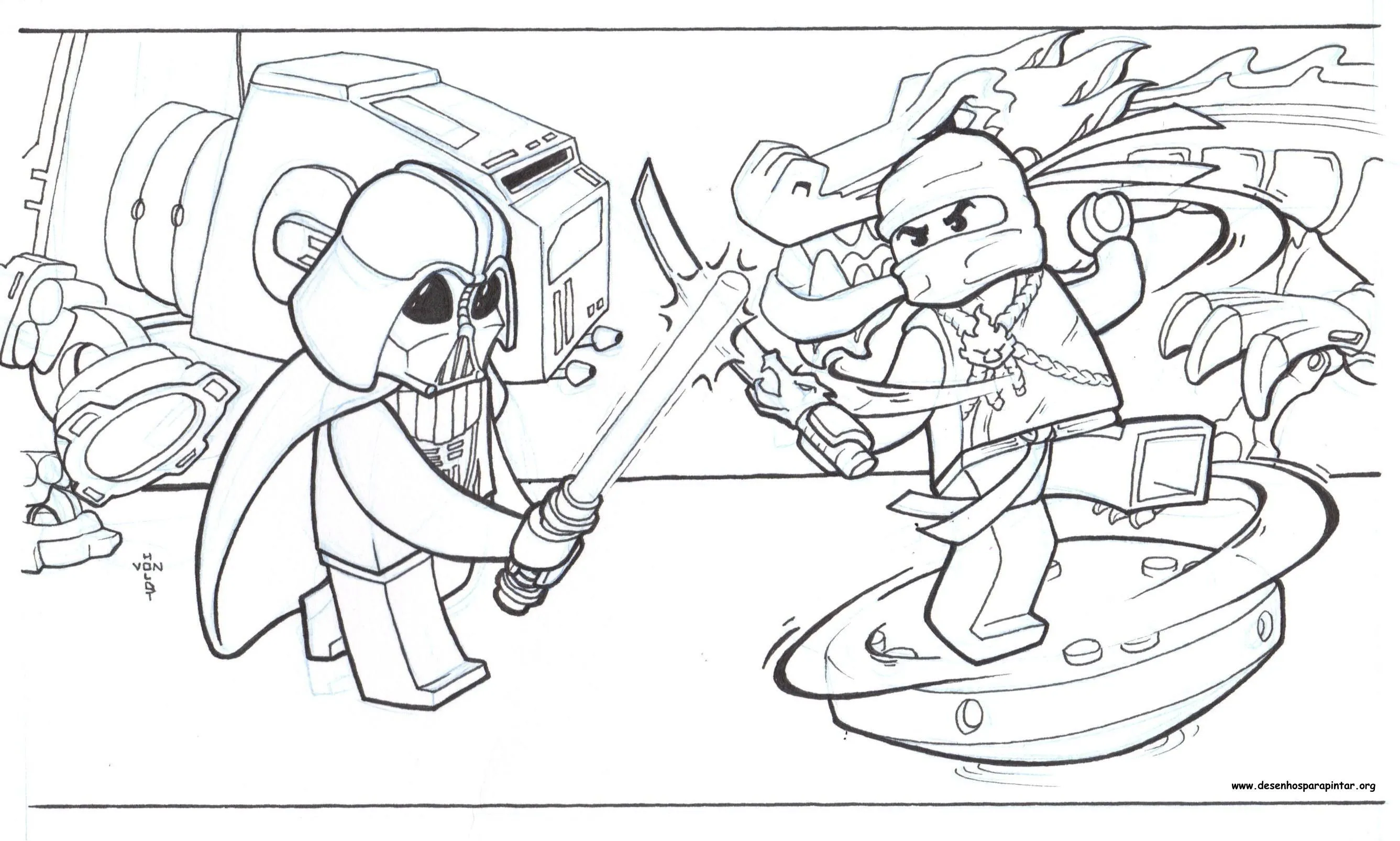 Ninja Star Wars Colouring Pages