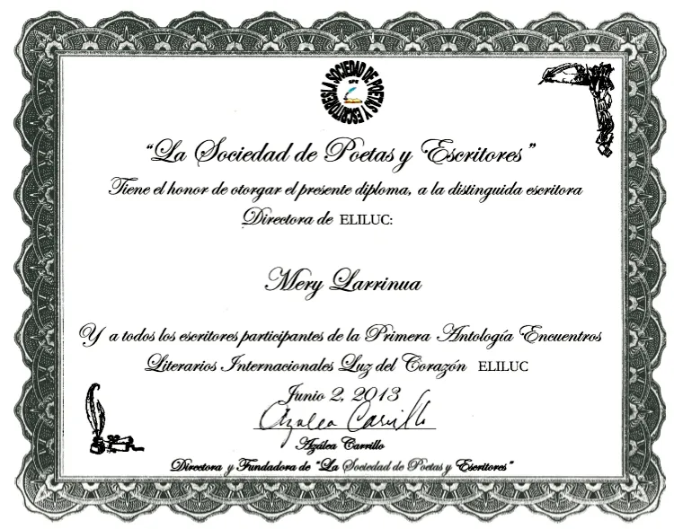 Diploma de participación: | Leila M. - Escritora Diploma de participación: | Leila M. - Escritora