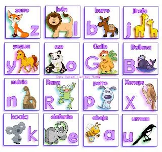 El Lenguaje de los Niños: Lotería de Letras y animales.