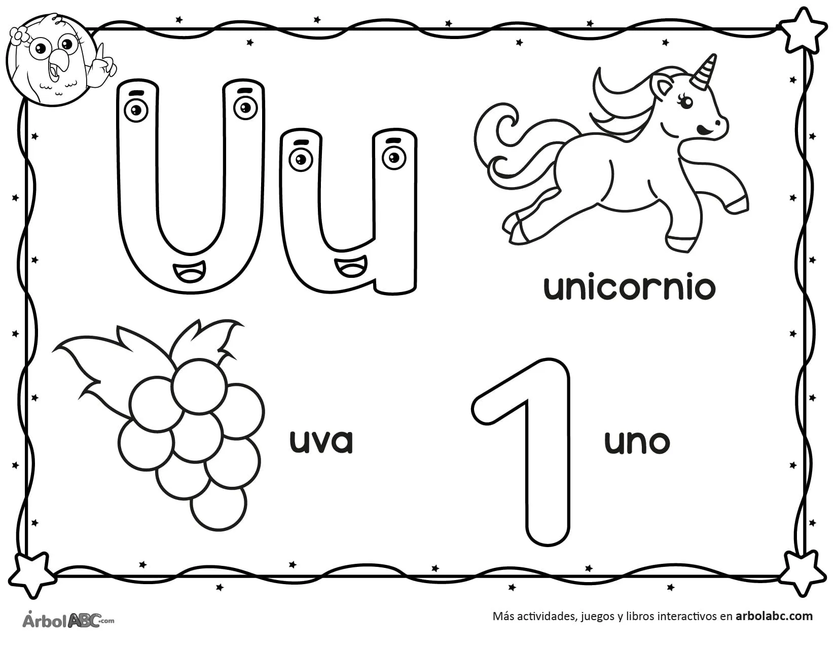 Letra U para colorear | Árbol ABC