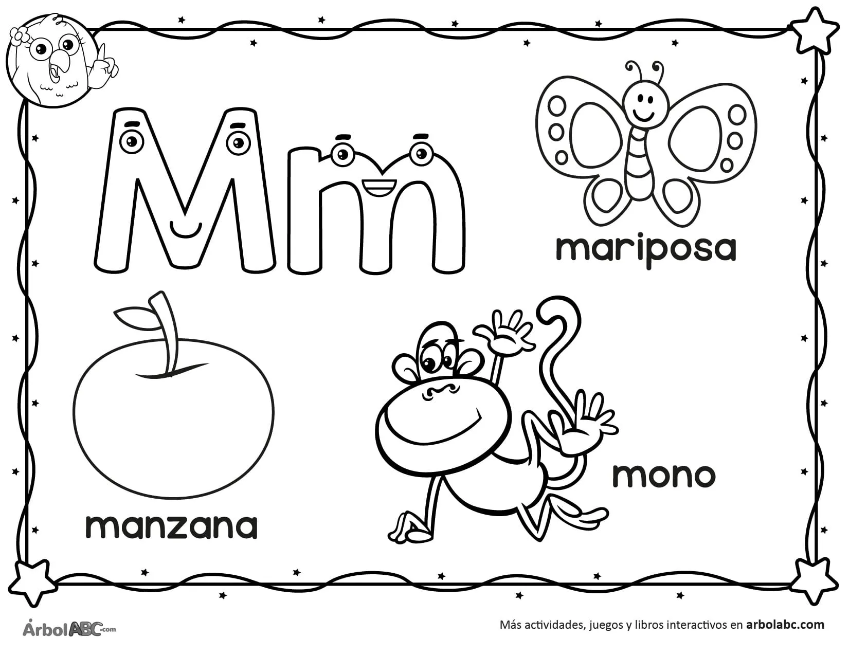Letra M para colorear | Árbol ABC