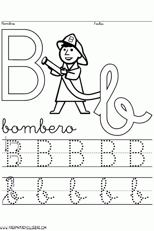 La letra B para colorear y delinear - Para niños