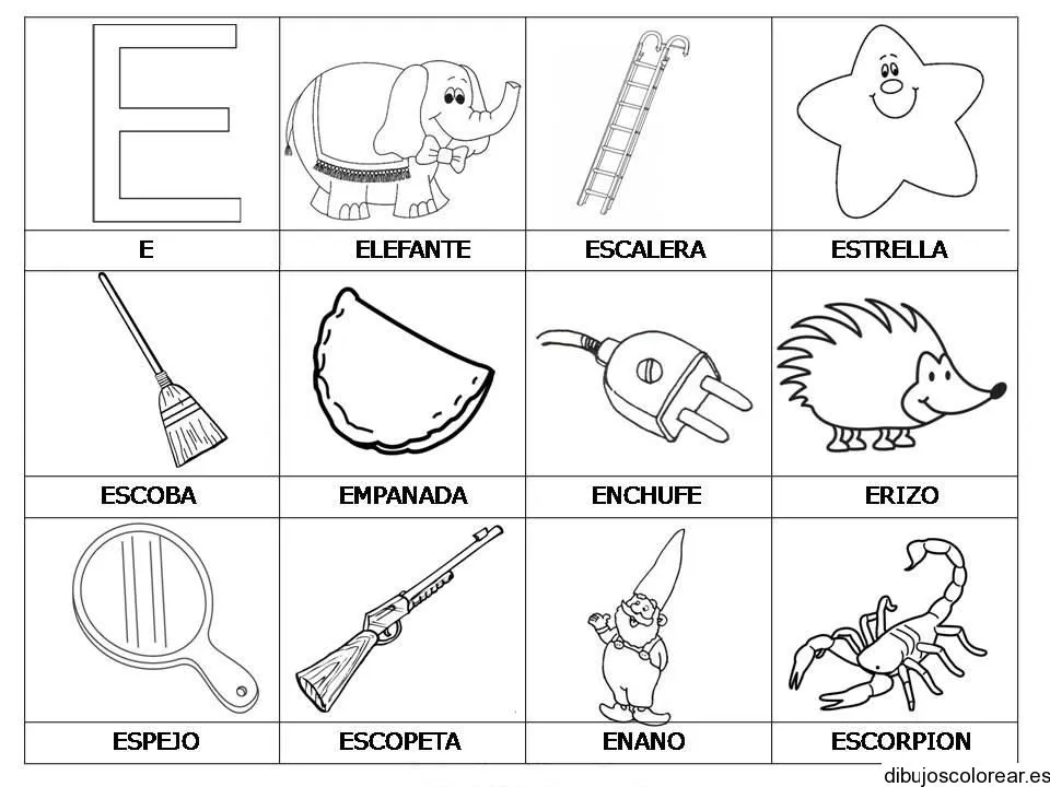 Letra E | Dibujos para Colorear