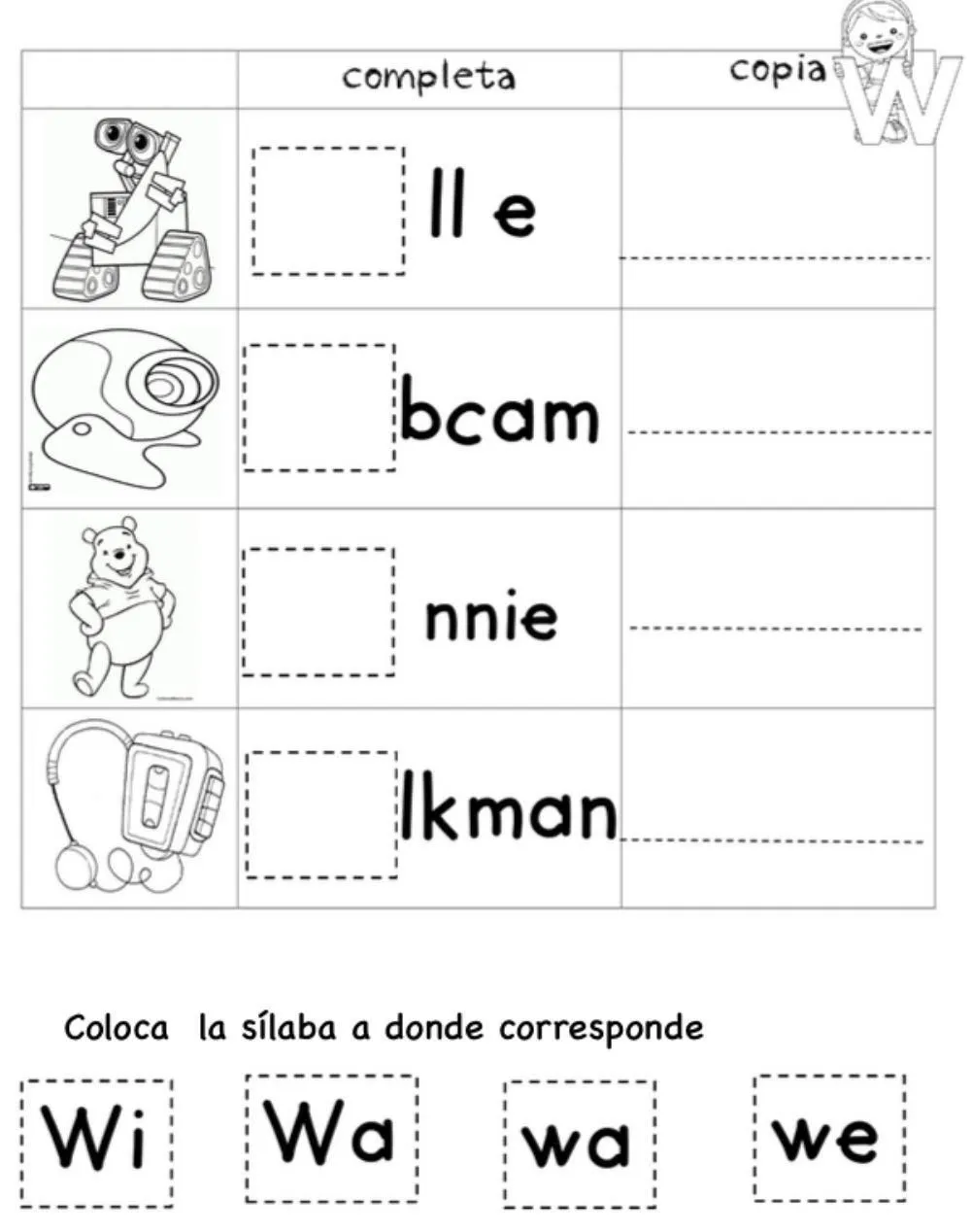 Letra w exercise for 1 primaria | Live Worksheets Letra w exercise for 1 primaria | Live Worksheets
