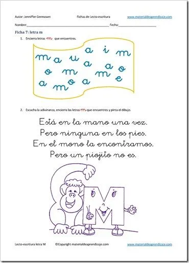 Letra M-7: Lecto-escritura “Material de aprendizaje” - Paperblog Letra M-7: Lecto-escritura “Material de aprendizaje” - Paperblog