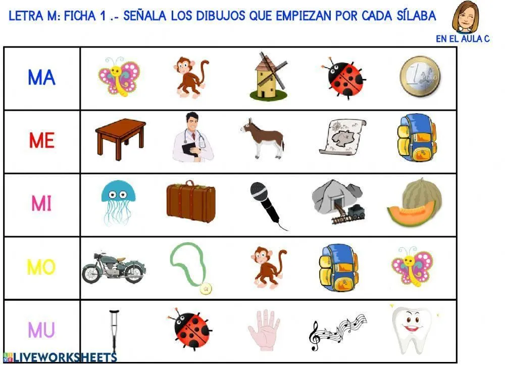 Letra m: ficha 1 worksheet | Live Worksheets Letra m: ficha 1 worksheet | Live Worksheets