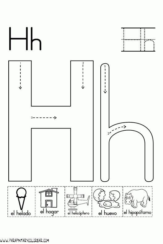 Letra H mayúscula y h minúscula. Para colorear, pintar. dibujar ...