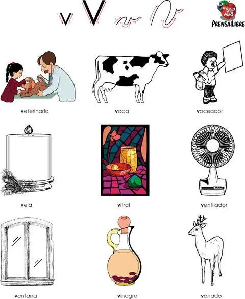 Letra V mayúscula, v minúscula. Personas, objetos y animales que ... Letra V mayúscula, v minúscula. Personas, objetos y animales que ...