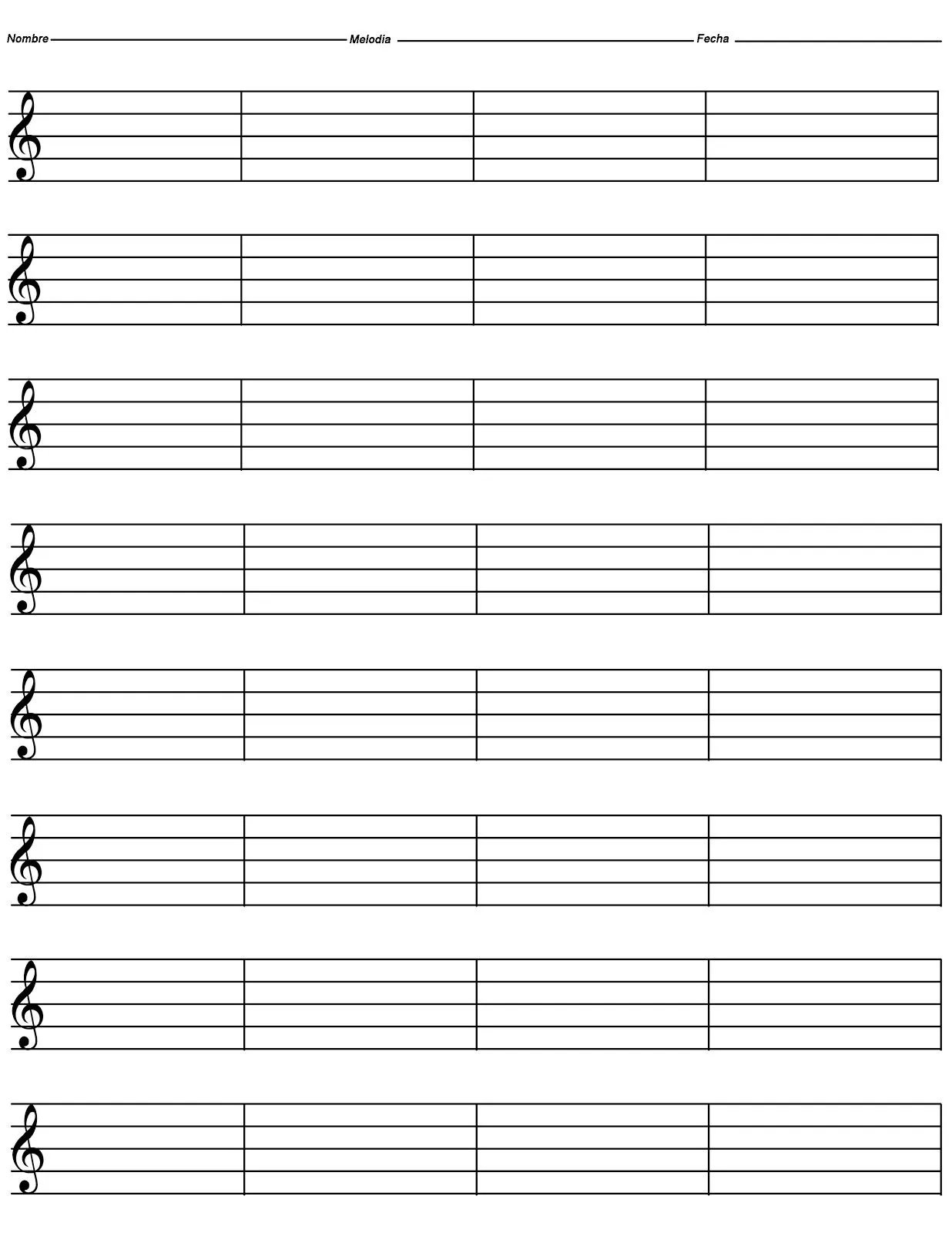 Letra y música 12: Descargar Hojas Pautadas