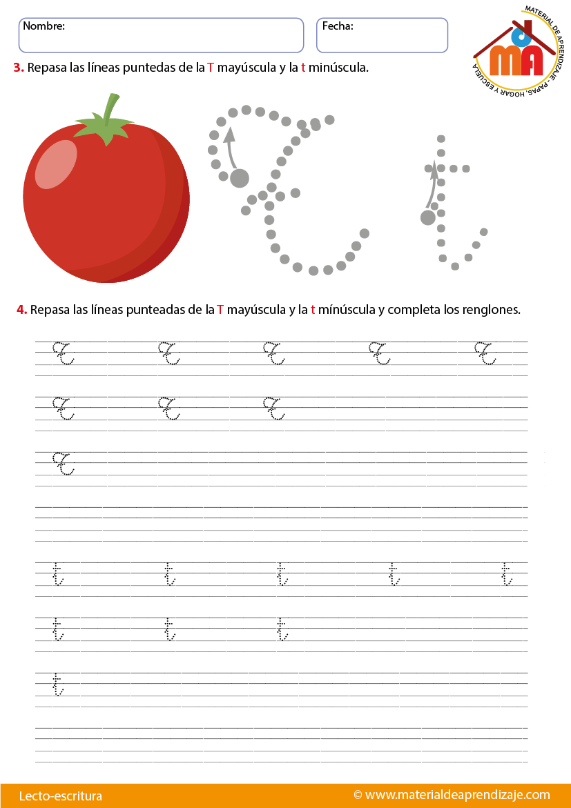 La letra T: Lecto-escritura “Material de aprendizaje” : Material de Aprendizaje La letra T: Lecto-escritura “Material de aprendizaje” : Material de Aprendizaje