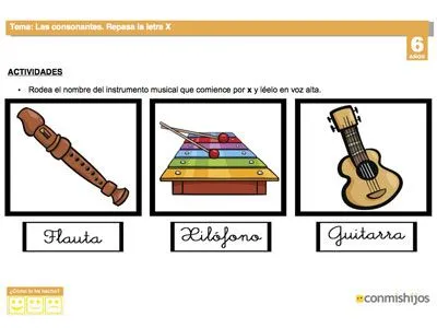 La letra X. Fichas escolares de lectoescritura La letra X. Fichas escolares de lectoescritura