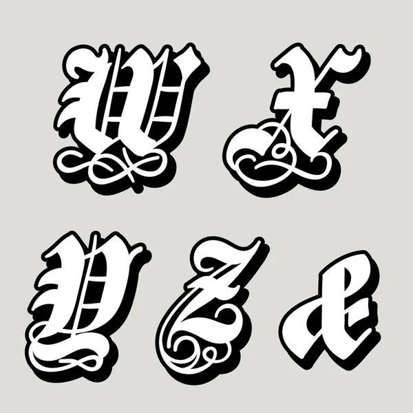 Las letras del alfabeto gótico w, x, y, z, y comercial — Vector ... Las letras del alfabeto gótico w, x, y, z, y comercial — Vector ...