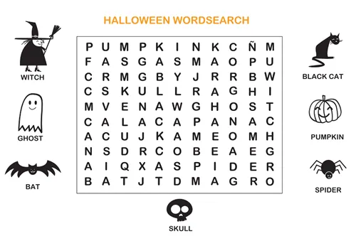 Dibujos para Colorear: Sopa de letras de Halloween en inglés Dibujos para Colorear: Sopa de letras de Halloween en inglés