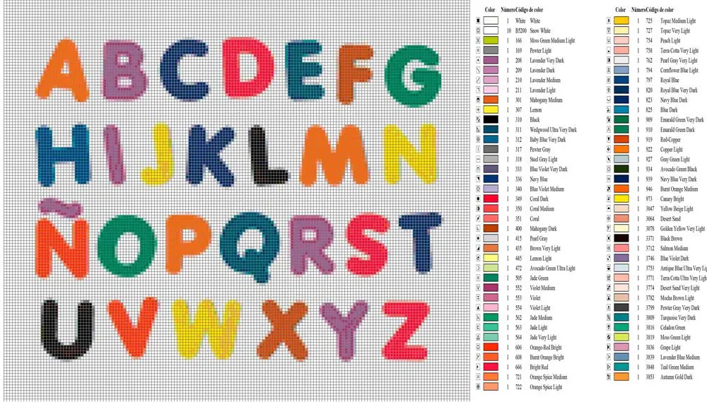 Letras para nombres en punto de cruz y personaliza tus prendas Letras para nombres en punto de cruz y personaliza tus prendas