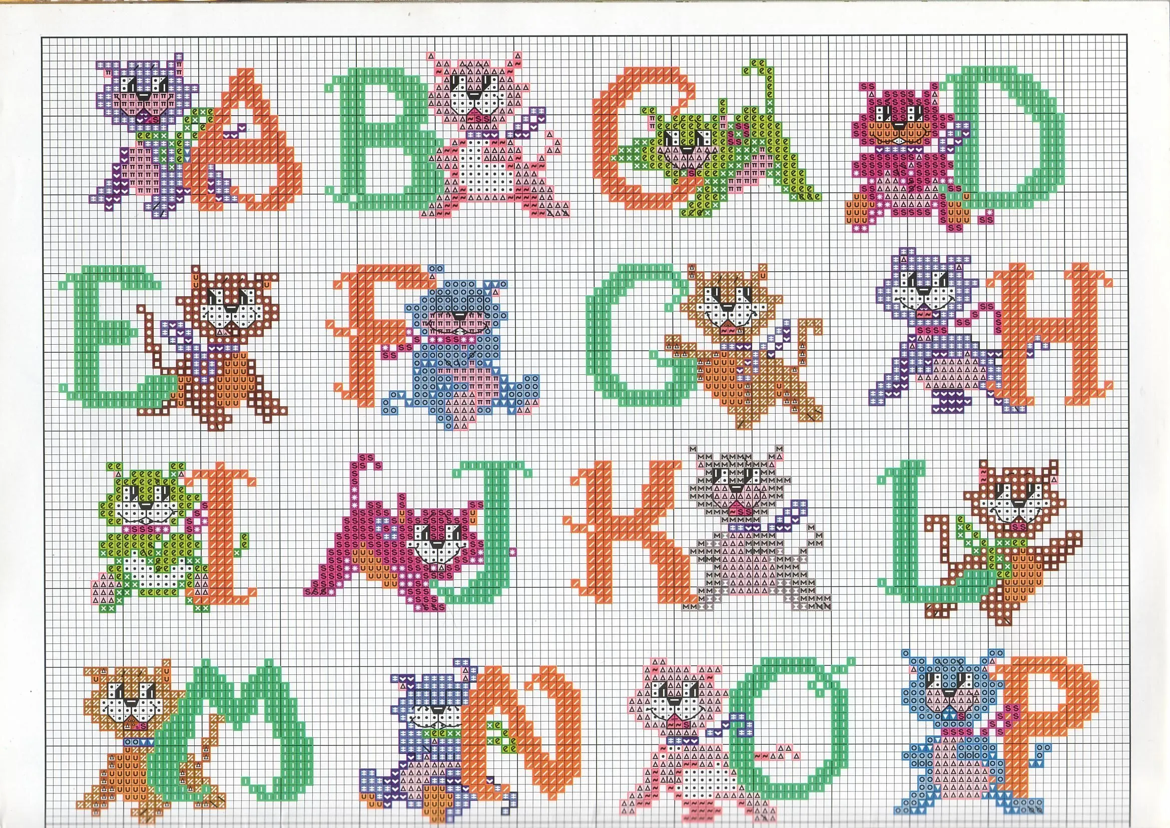 Letras de punto de cruz infantiles para imprimir - Imagui | PUNTO ...