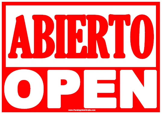 Letrero de Abierto - Para Imprimir Gratis - ParaImprimirGratis.com Letrero de Abierto - Para Imprimir Gratis - ParaImprimirGratis.com