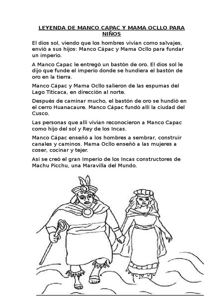 Leyenda de Manco Capac y Mama Ocllo para Niños | PDF Leyenda de Manco Capac y Mama Ocllo para Niños | PDF