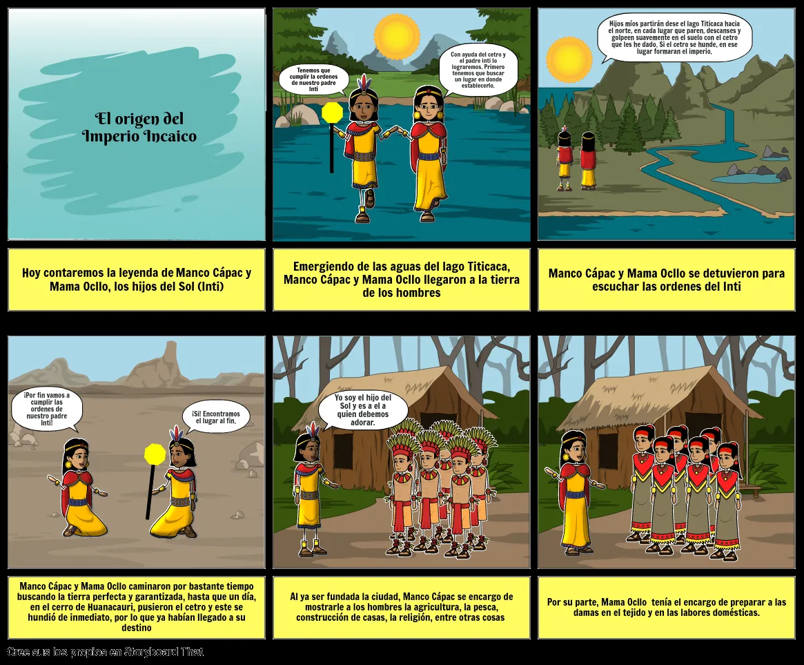 La leyenda de Manco Cápac y Mama Ocllo Storyboard La leyenda de Manco Cápac y Mama Ocllo Storyboard