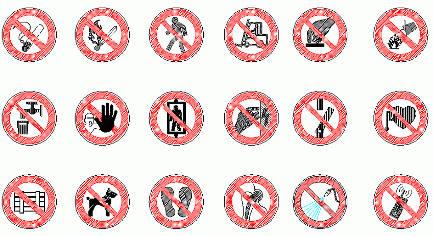 Librerías de Bloques AutoCAD: señales de prohibición