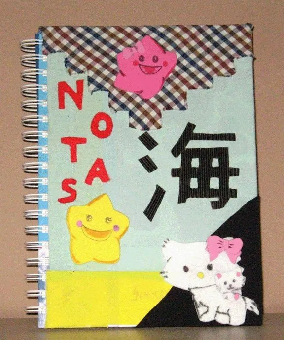 libreta estilo japones forrada con tela, las letras estan hechas ... libreta estilo japones forrada con tela, las letras estan hechas ...