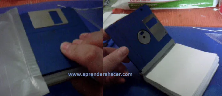 Libreta reciclada con diskettes