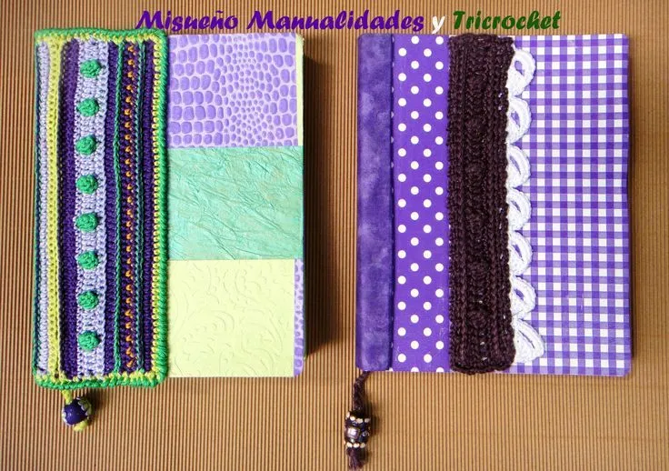 Libretas grandes decoradas a mano con papel y ganchillo. La de la ... Libretas grandes decoradas a mano con papel y ganchillo. La de la ...