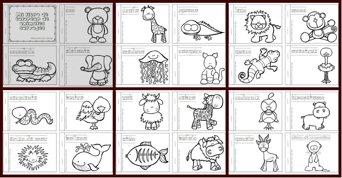 Libritos divertidos de animales domesticos y salvajes para colorear Libritos divertidos de animales domesticos y salvajes para colorear