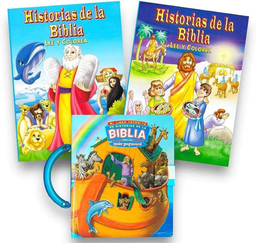 Libro de la Biblia Española para niños pequeños Paquete con 2 libros para colorear de la Libro de la Biblia Española para niños pequeños Paquete con 2 libros para colorear de la