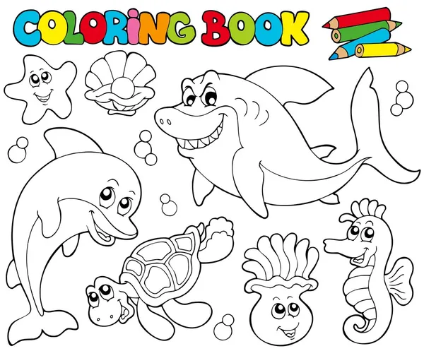 Libro para colorear con animales marinos 2 — Vector stock ...