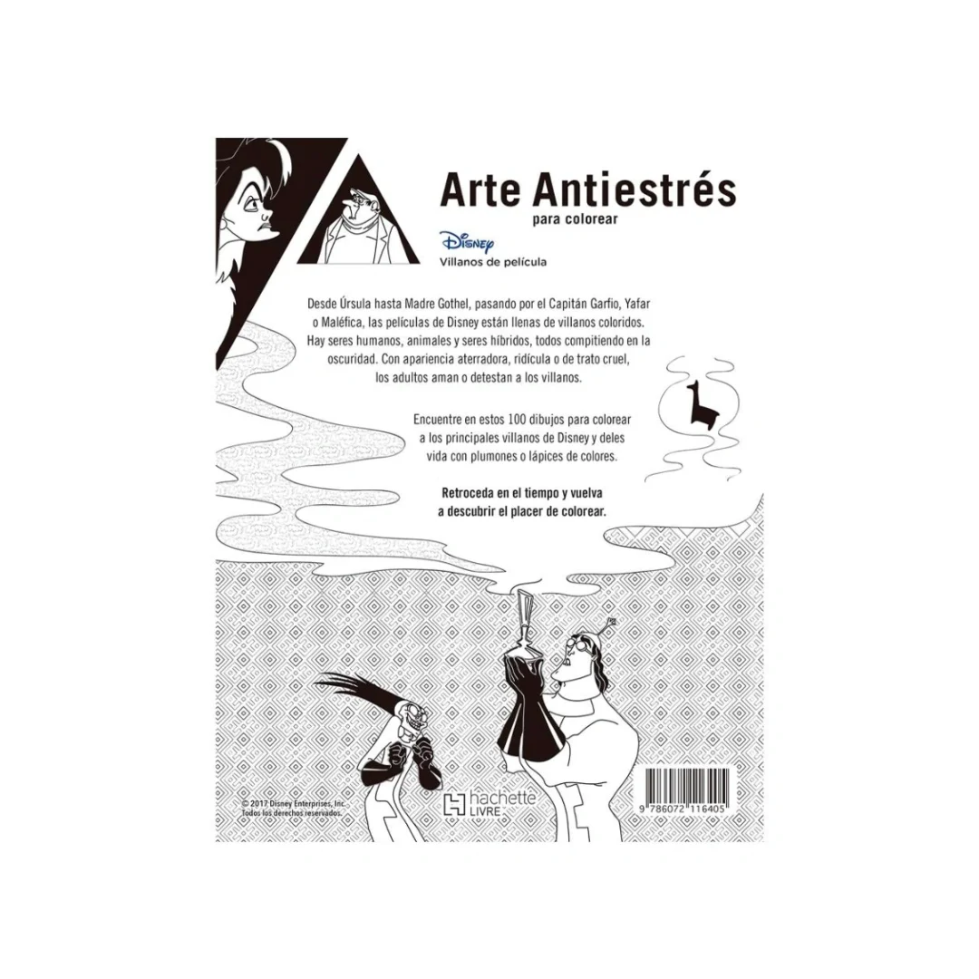 Libro Para Colorear Arte Antiestrés Disney Villanos - La Niña de los  Plumones