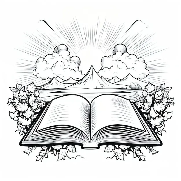 Libro para colorear una biblia abierta | Vector Premium