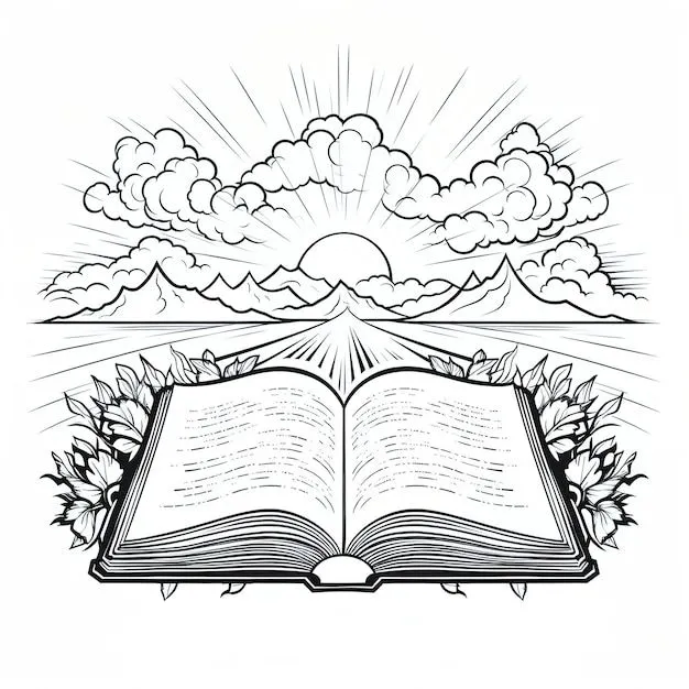 Libro para colorear una biblia abierta | Vector Premium