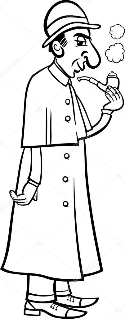 Libro para colorear de dibujos animados detective retro — Vector ... Libro para colorear de dibujos animados detective retro — Vector ...