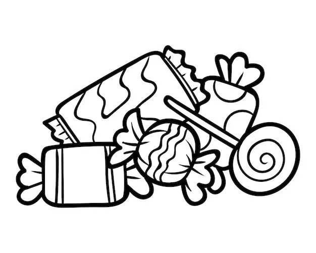 Libro para colorear para niños caramelos | Vector Premium