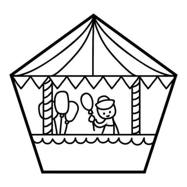 Libro para colorear para niños, puesto de globos | Vector Premium Libro para colorear para niños, puesto de globos | Vector Premium