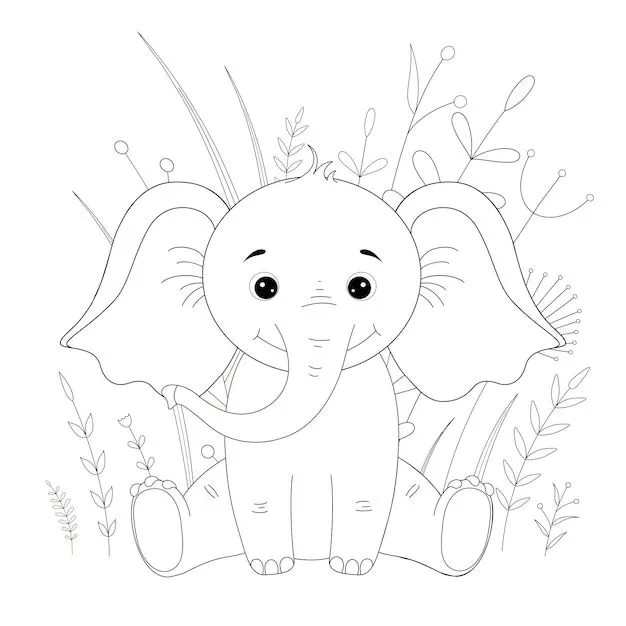 Libro para colorear o página para niños en edad escolar y preescolar. desarrollando la coloración de los niños. ilustración de dibujos animados de vector con lindo elefante. | Vector Premium Libro para colorear o página para niños en edad escolar y preescolar. desarrollando la coloración de los niños. ilustración de dibujos animados de vector con lindo elefante. | Vector Premium