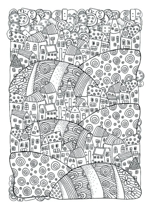 Libro para colorear de paisajes Zentangle para adultos - Etsy México