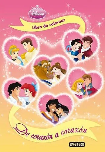 Libro de colorear: Princesas Disney – De corazón a corazón ...