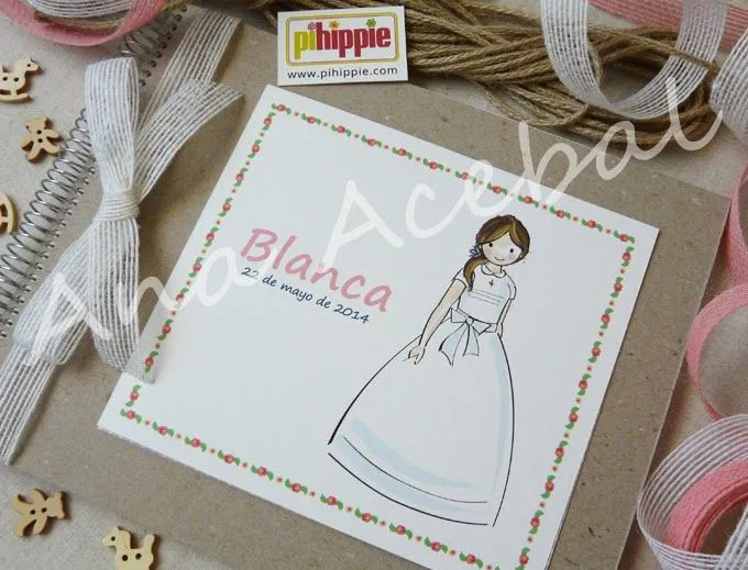 Libro de Comunión personalizado hecho a mano. www.pihippie.com